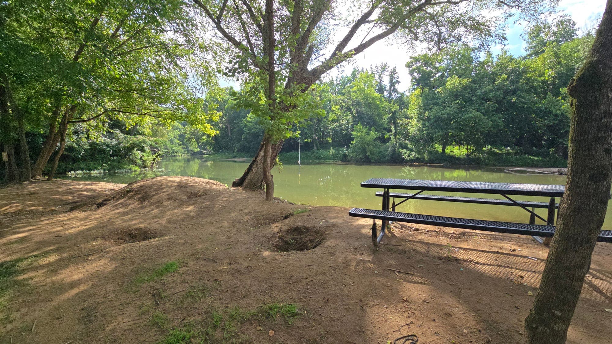 Rope swing over the Buffalo River at the Blueway public access
