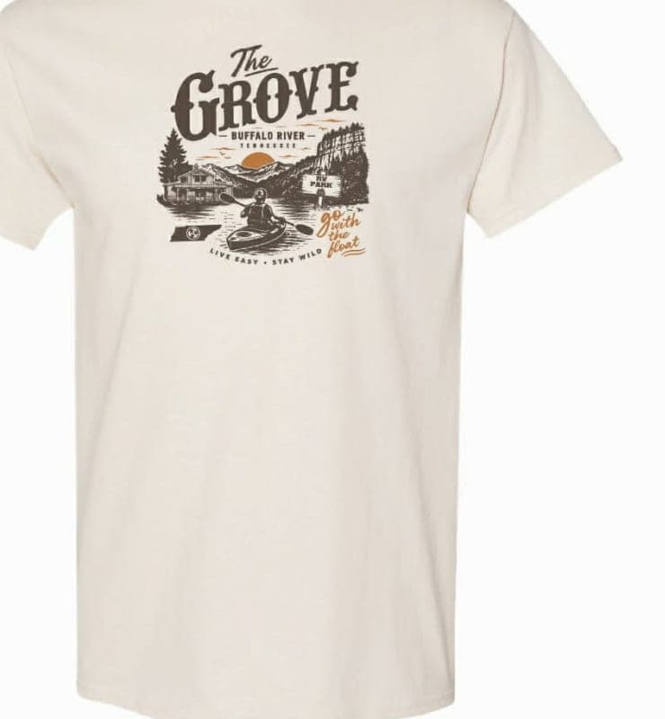 The Grove souvenir t-shirt — Buffalo River Tennessee design